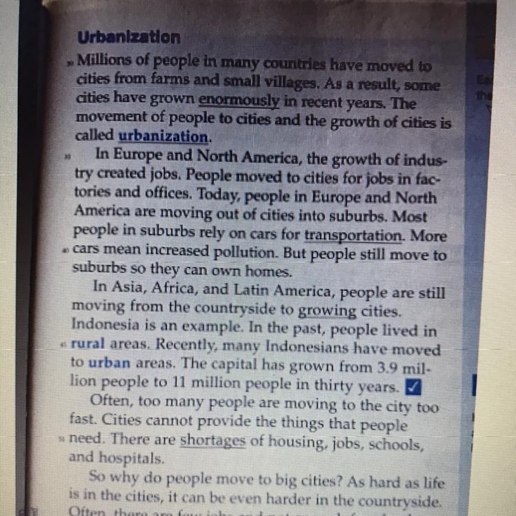 A). Name one push factor and one pull factor B). Describe urbanization in your own-example-1