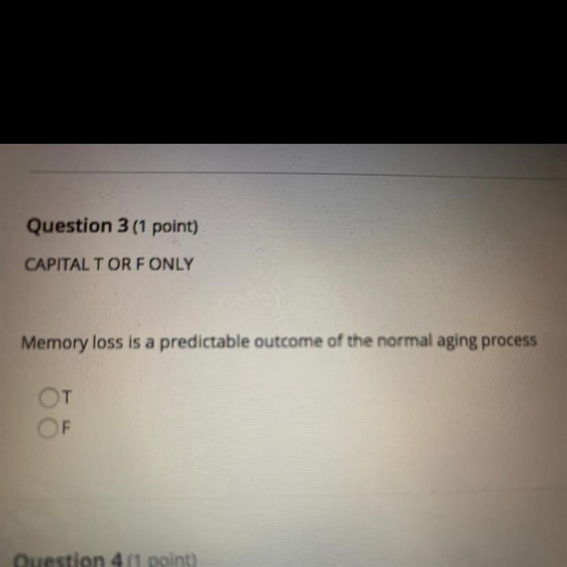 Memory loss is a predictable outcome of the normal aging process, true or false-example-1