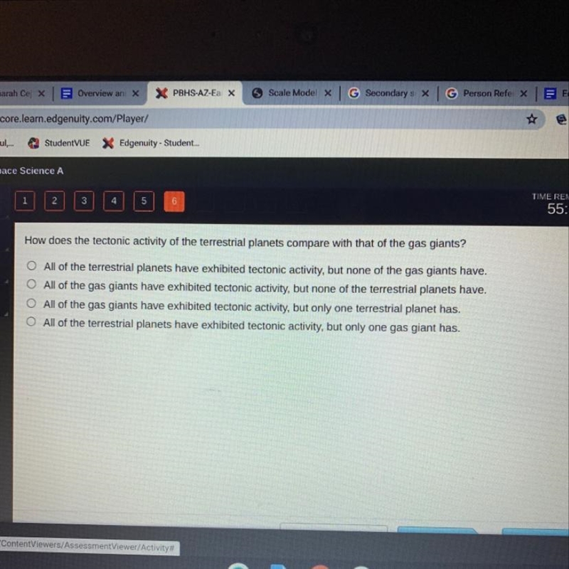 How does the tectonic activity of the terrestrial planets compare with that of the-example-1