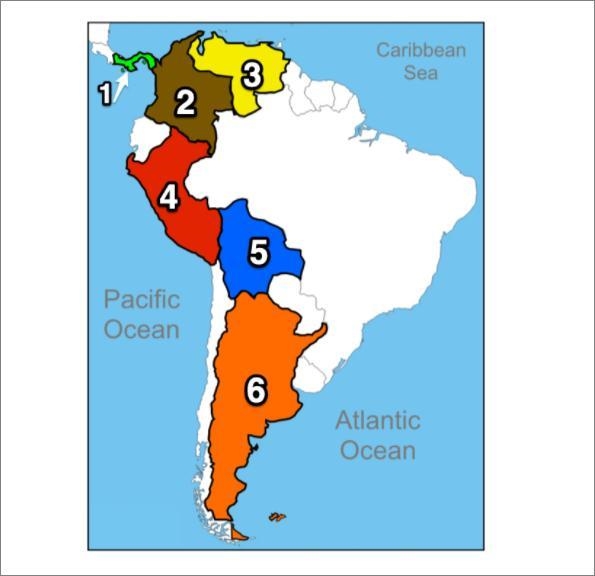 Which number on the map represents the country of Panama? A) 1 B) 2 C) 3 D) 4-example-1