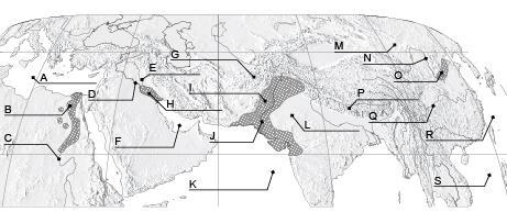 Label all of the following on the map below or write each name next to a letter in-example-1