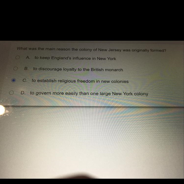 What was the main reason the colony of new jersey was originally formed A.to keep-example-1