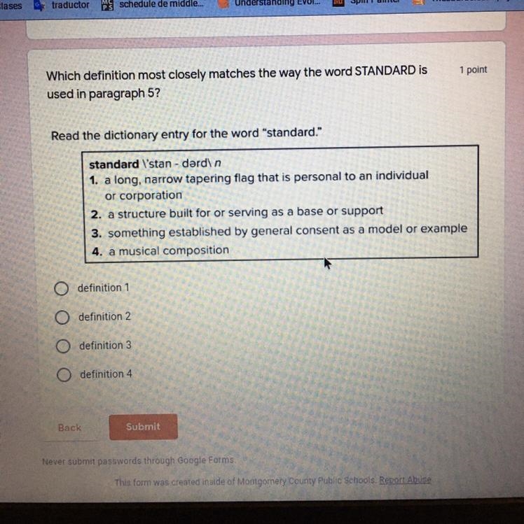 I need help to this question that is asking my How standard is use in the sentence-example-1