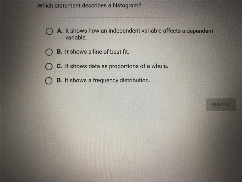 Which statement describes a histogram?-example-1