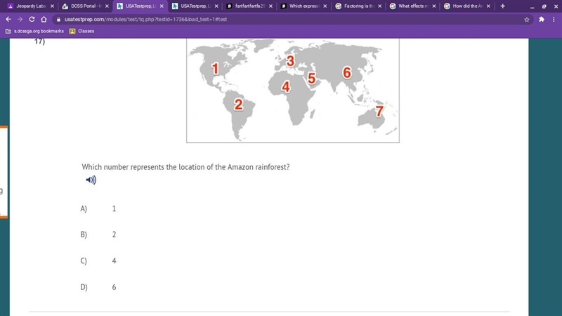 Which number represents the location of the Amazon rainforest?-example-1