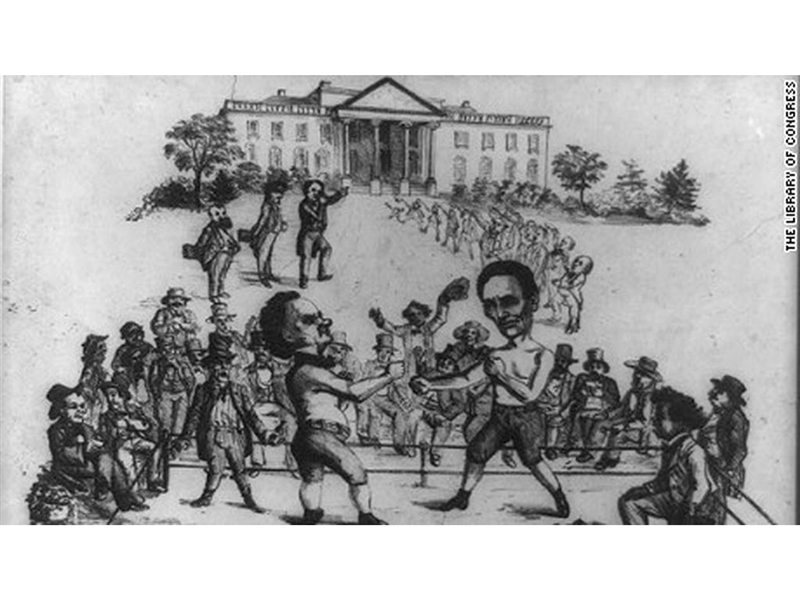 Pls help Based on the political cartoon of Abraham Lincoln and Senator Stephen Douglas-example-1