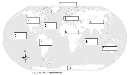 Quick! I need the answer ASAP! 1. On the map below, label the seven continents and-example-1