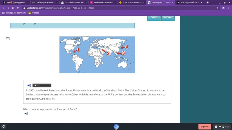 Which number represents the location of Cuba?-example-1