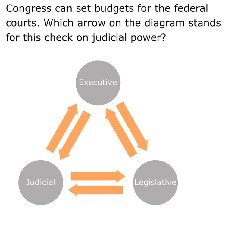 Congress can set budgets for the federal courts. which arrow on the diagram stands-example-1