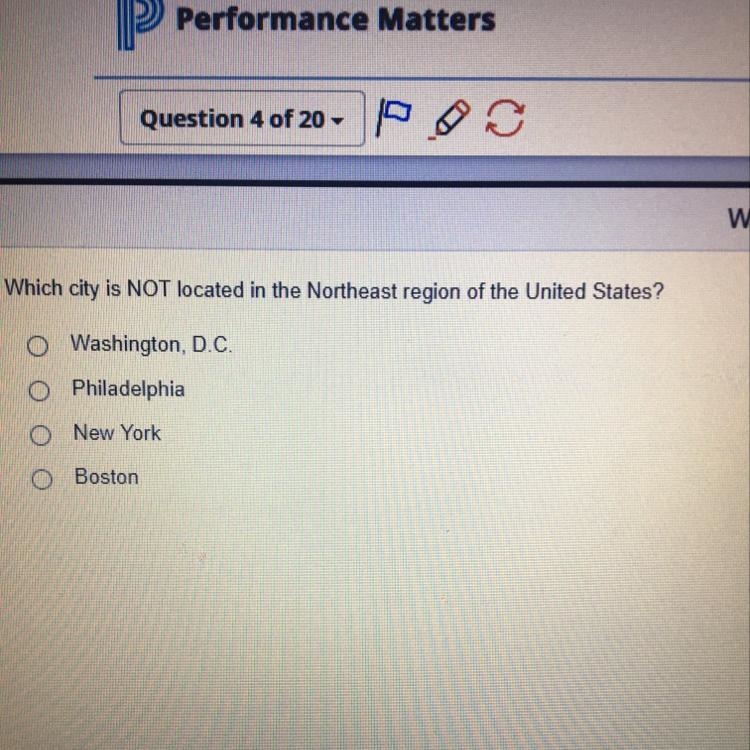 Wilder 7 U Which city is NOT located in the Northeast region of the United States-example-1