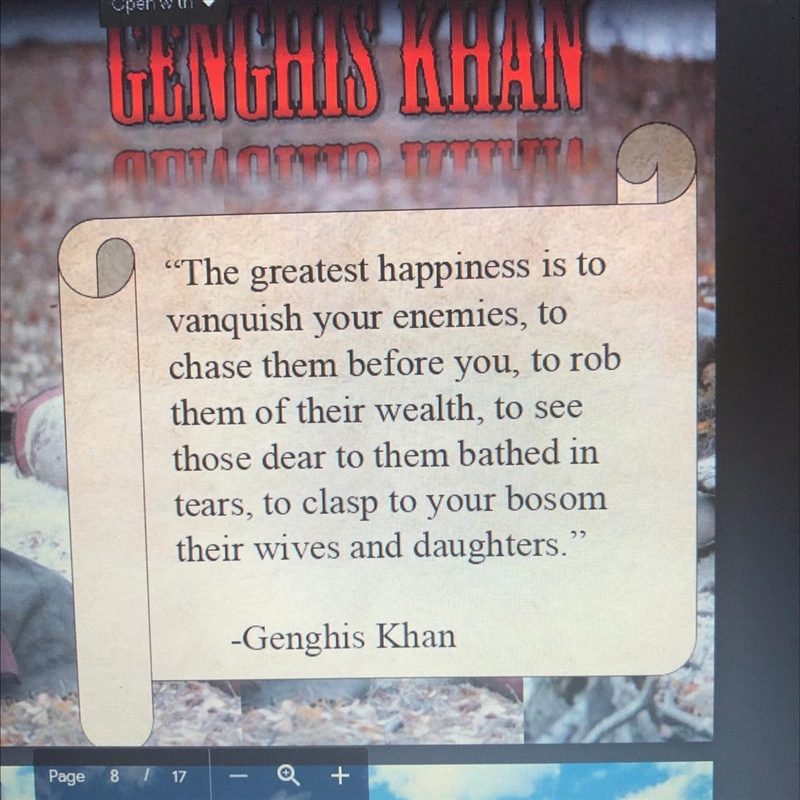 What does the quote tell you about Genghis Khan ??-example-1