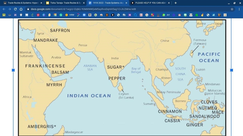 Based on this map, what can you infer about the amount of spices that were native-example-1