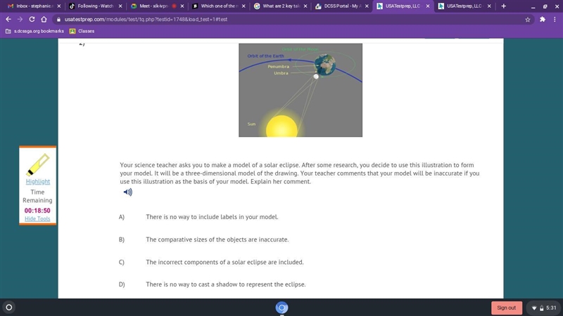 Your science teacher asks you to make a model of a solar eclipse. After some research-example-1