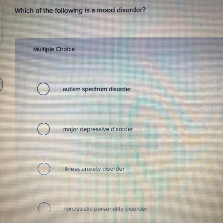 Please help ASAP! Which of the filling is a mood disorder?-example-1