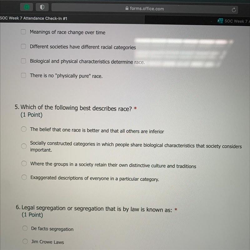 5. Which of the following best describes race? * (1 Point)-example-1