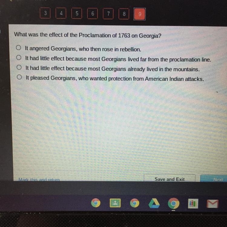 O What was the effect of the Proclamation of 1763 on Georgia? O It angered Georgians-example-1