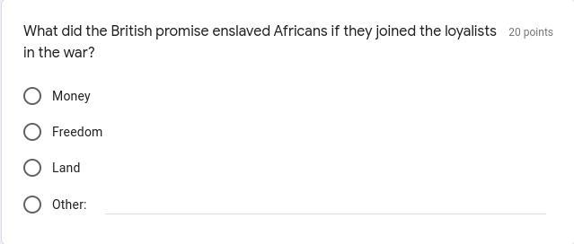 What did the British promise enslaved Africans if they joined the loyalists in the-example-1