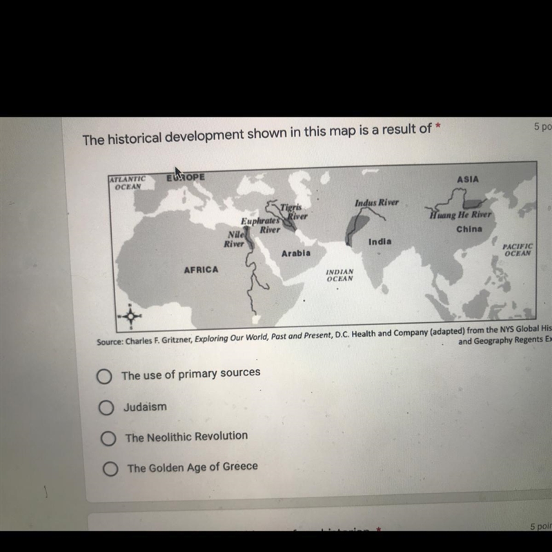 The historical development shown in this map is a result of-example-1