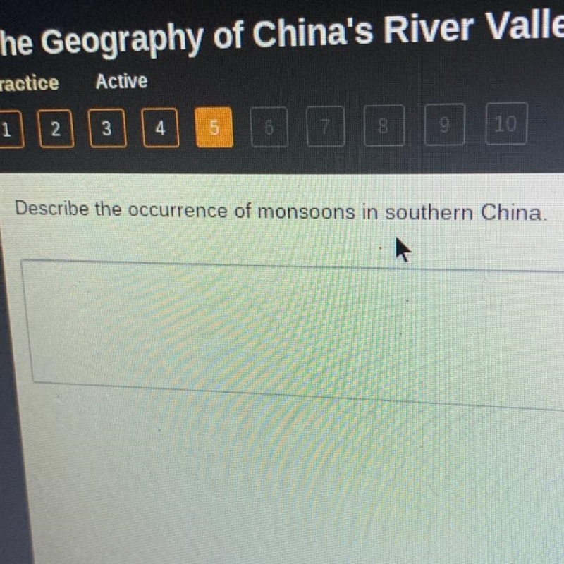 Describe the occurrence of monsoons in southern China.-example-1