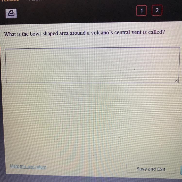 What is the bowl-shaped area around a volcanos central vent is called?-example-1