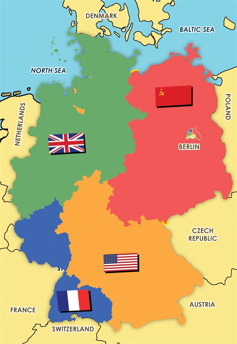 Use the map to answer this question Which country was larger? A East Germany B West-example-1