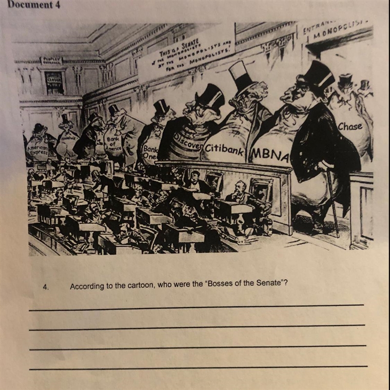 According to the cartoon, who were the “Bosses of the Senate”? Plz help 30 points-example-1