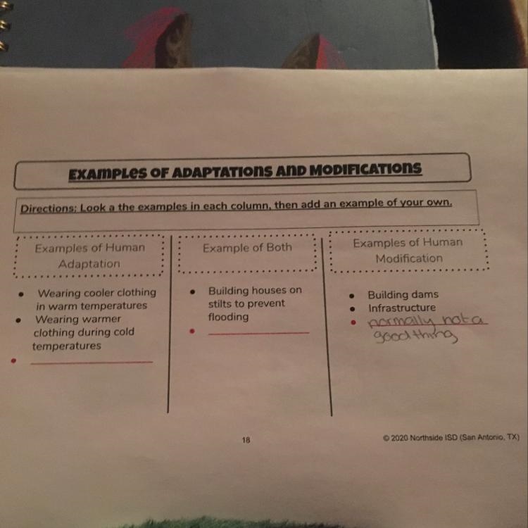 EXAMPLES OF ADAPTATIONS AND MODIFICATIONS Directions: Look a the examples in each-example-1