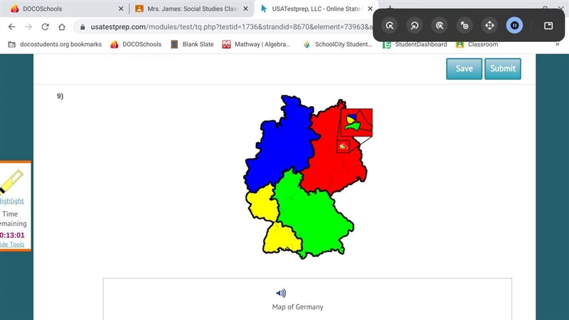 Which of these is the MOST appropriate title for this map? A. Germany in 1918 B. Germany-example-1