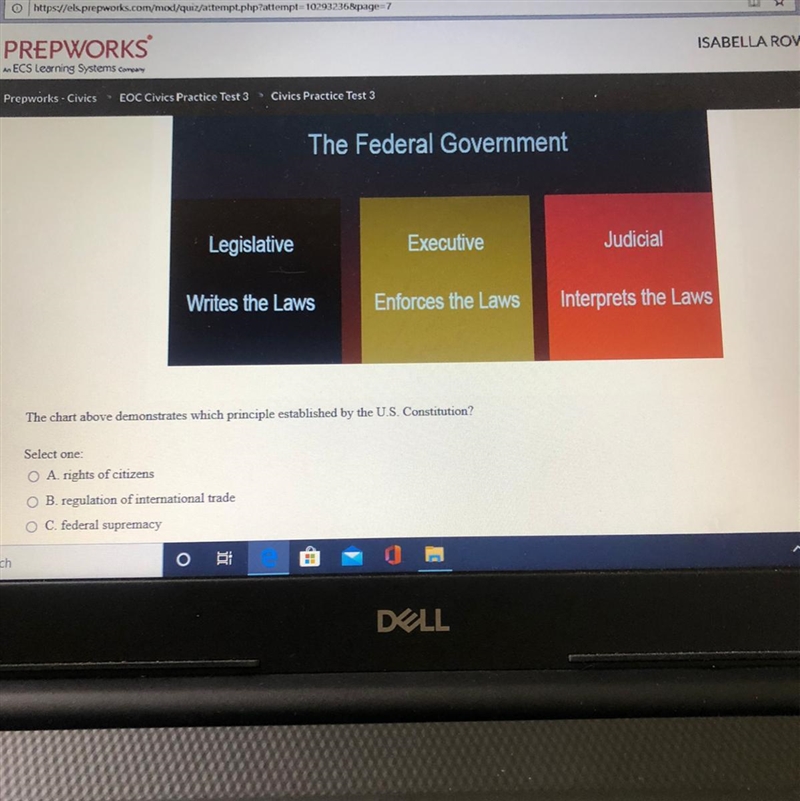 The chart above demonstrates which principle established by the US Constitution?-example-1