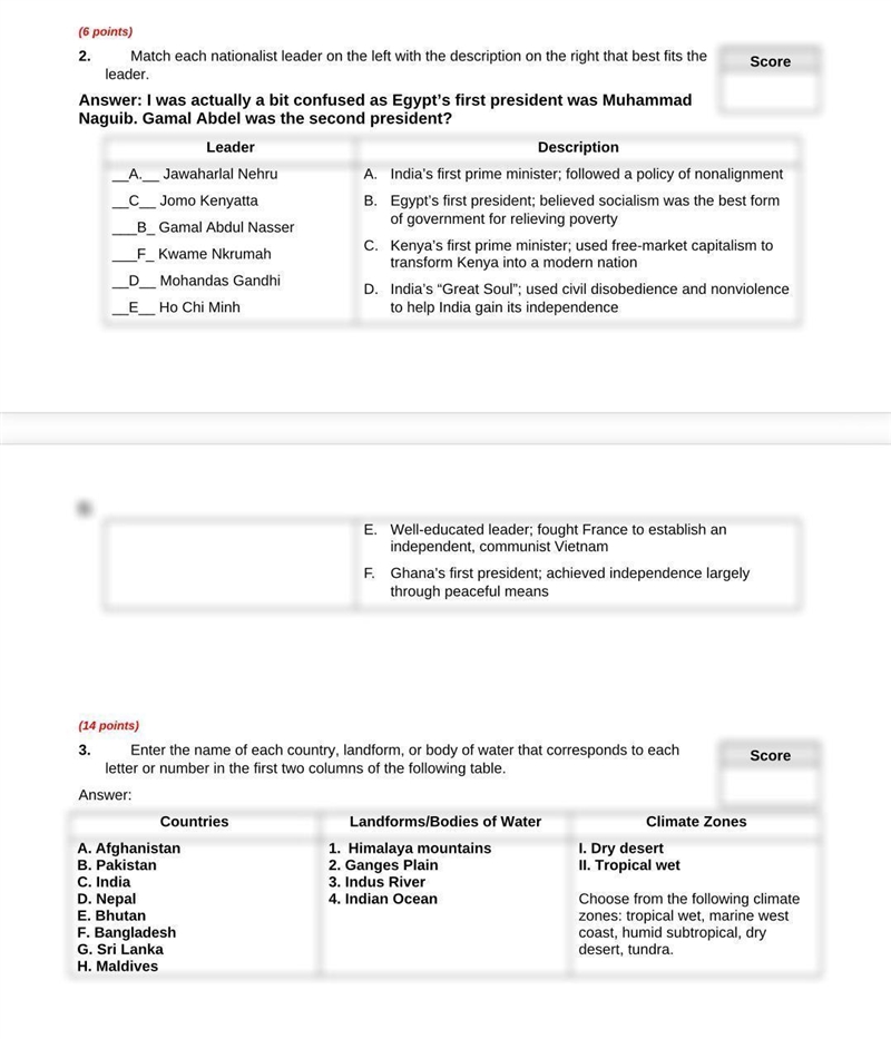 Countries a b c d e f g h landforms/bodies of water 1. 2. 3. 4. climatw zones 1 11. choose-example-1