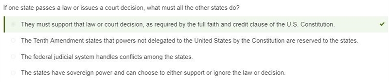 If one state passes a law or issues a court decision what must all the other states-example-1