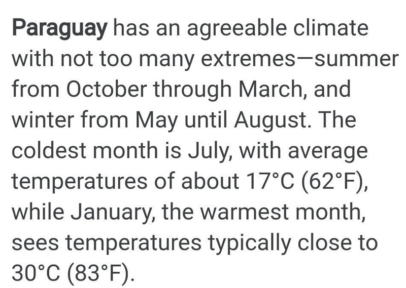 Which season is it in June in Paraguay?-example-1