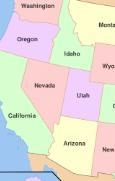 ?Which of the following states shares its borders with Oregon, Nevada, and Arizona-example-1