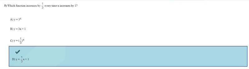 Which function increases by 1 3 every time the x-increases by 1?-example-1