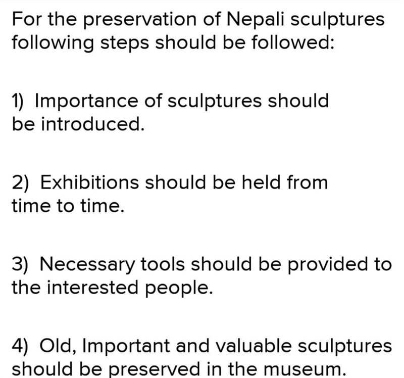 Many of our valuable sculpture work have been lost due to smuggling. What measures-example-1