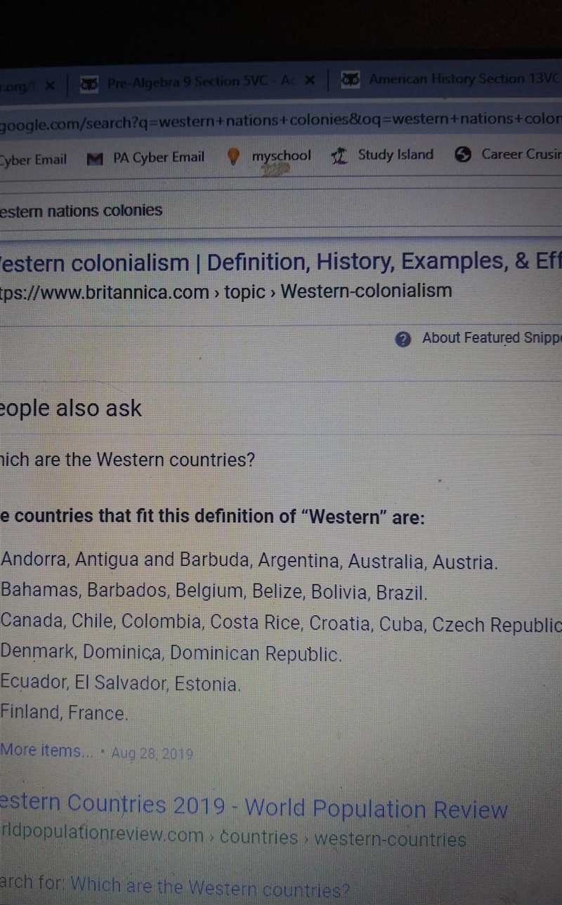 Match the Western nations to their colonies.-example-1