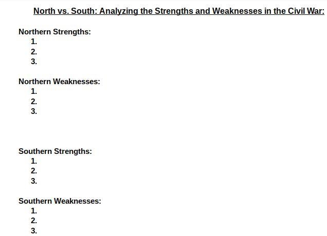 North vs. South: Analyzing the Strengths and Weaknesses in the Civil War: Northern-example-1