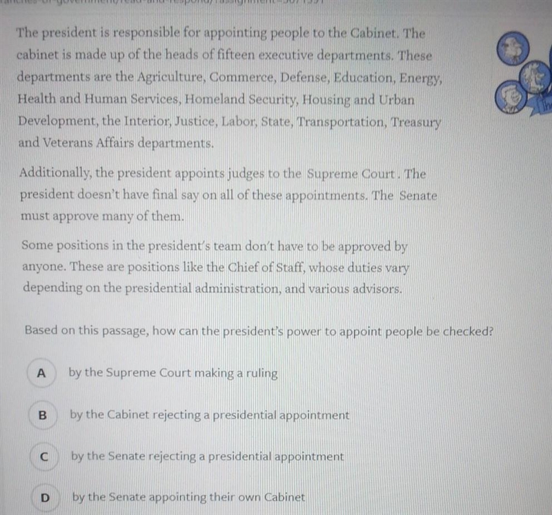 Based on this passage, how can the president's power to appoint people be checked-example-1