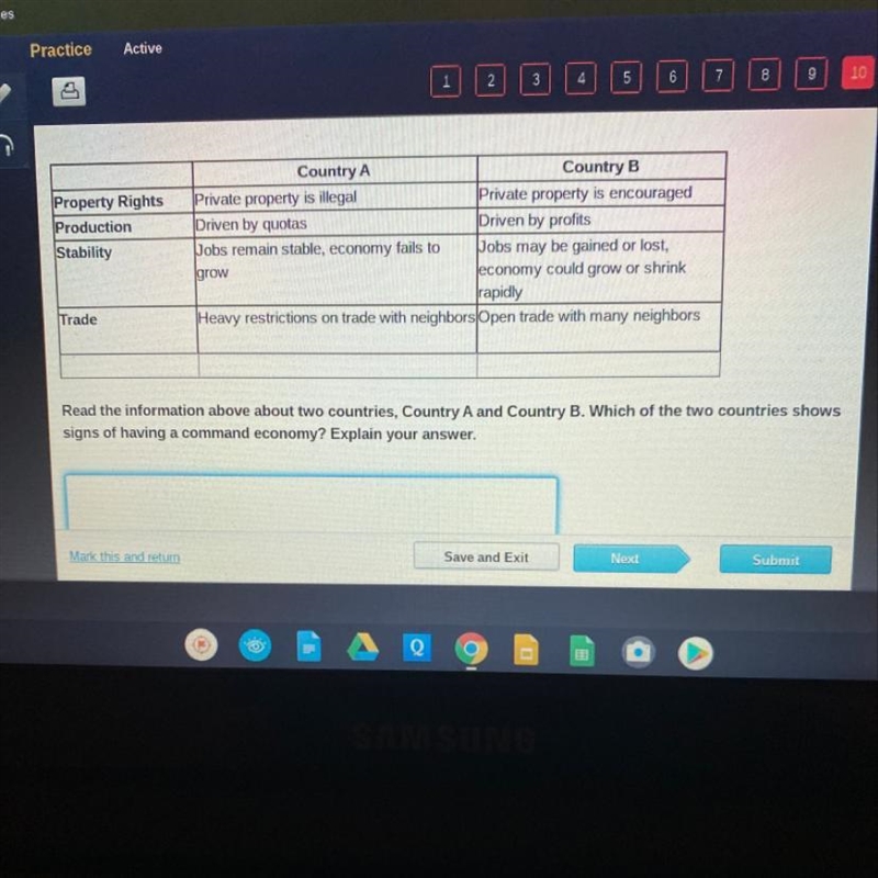 Read the information above about two countries, County A and Country B. Which of the-example-1