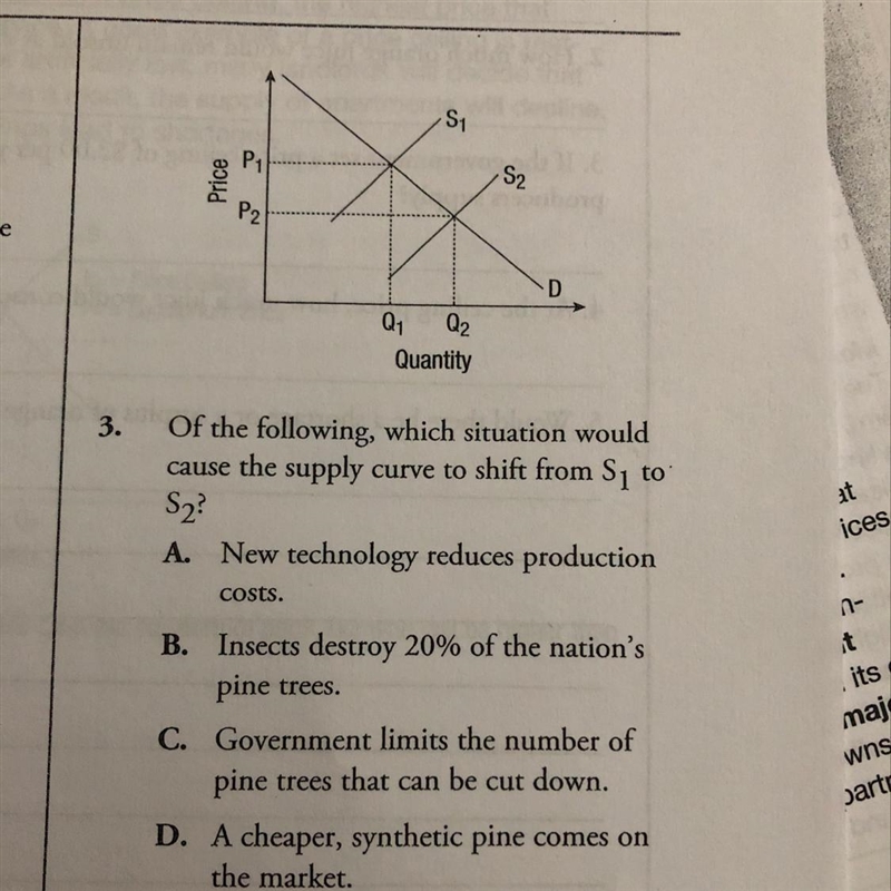 Of the following, which situation would cause the supply curve to shift from S, to-example-1