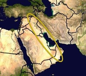 Which major economic activity in the Middle East occurs largely in the area circled-example-1