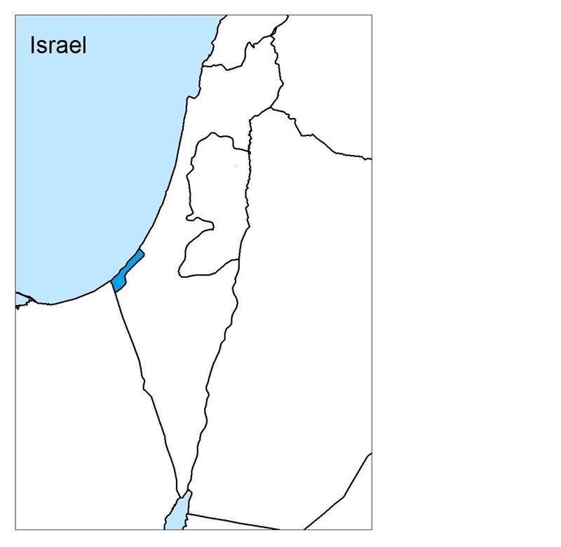 What is the name of the area shaded dark blue? West Bank East Bank Lebanon Gaza Strip-example-1