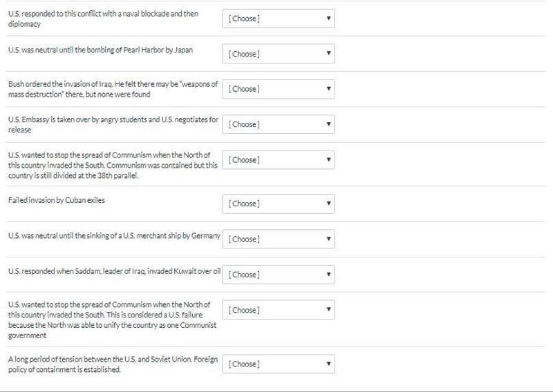 40 points! Can someone help me out? The options for each one are: 1. Persian War 2. Korean-example-1