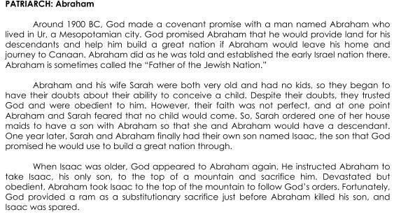 1. According to the FIRST paragraph of the text, what is Abraham sometimes called-example-1