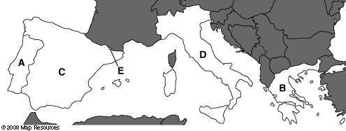 1. Spain 2. Greece 3. Andorra 4. Italy 5. Portugal-example-1