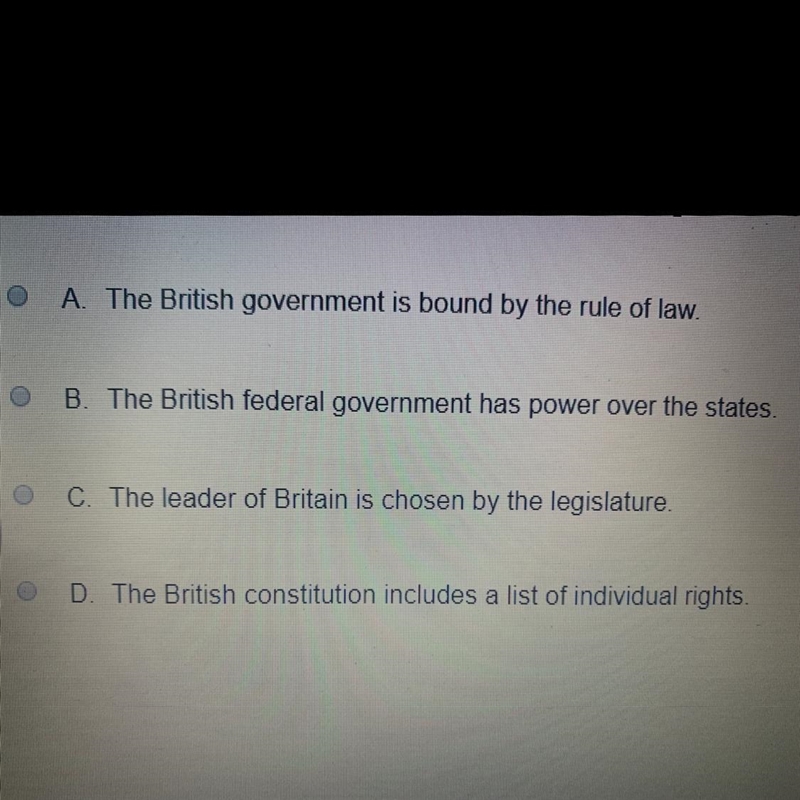 What is a major difference between the British and US governments?-example-1