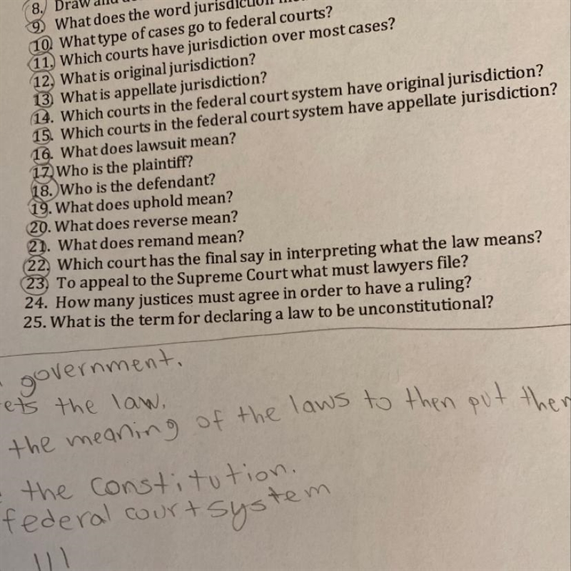 To appeal to the Supreme Court what must lawyers file? Question 23 please help!!-example-1