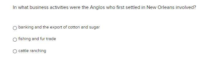 In what business activities were the Anglos who first settled in New Orleans involved-example-1