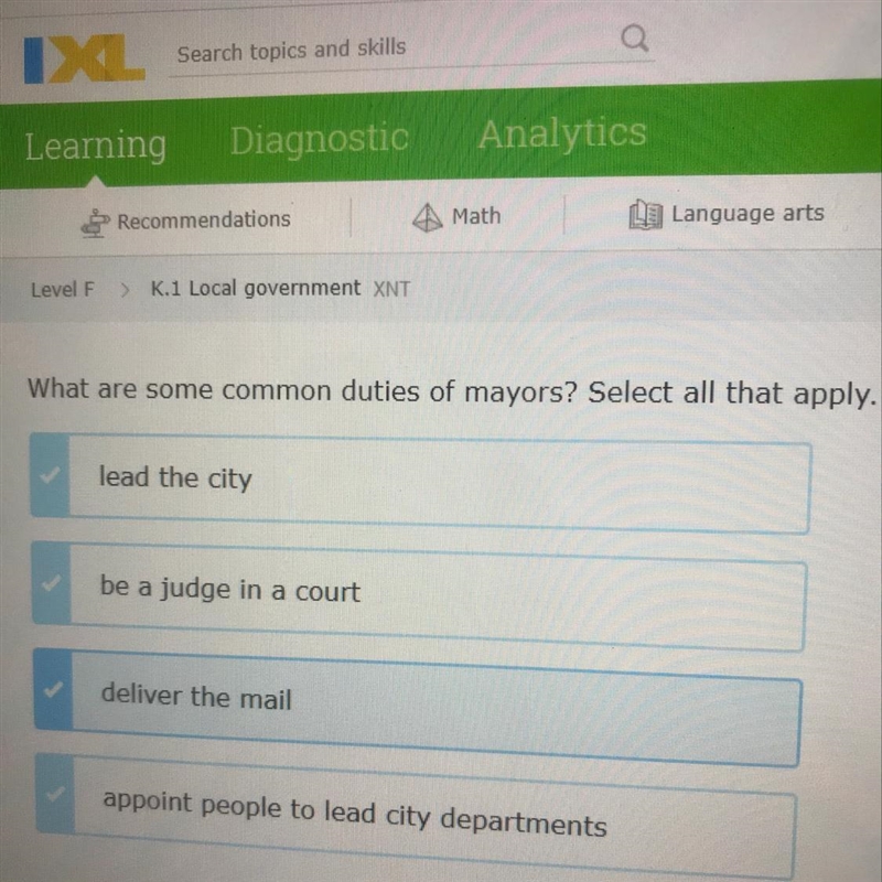 What are some common duties of mayors?select all that apply. Lead the city Be a judge-example-1