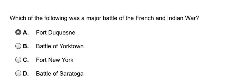 Which of the following was a major battle of the French and Indian War?-example-1